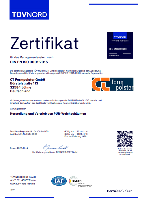 ISO 9001 certificate