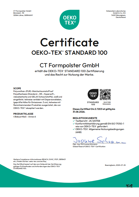 OEKO-TEX Standard 100 certificate
